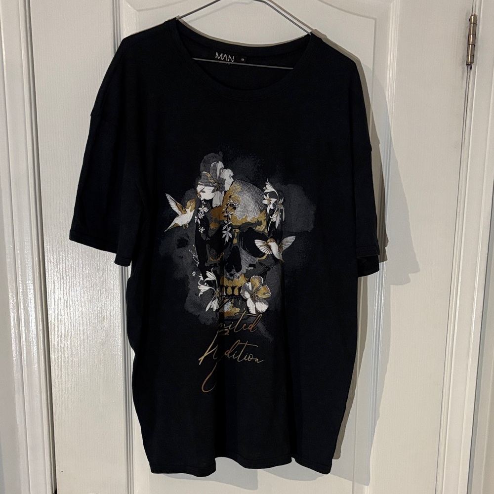 Boohoo Mens Black Skull Graphic Tee